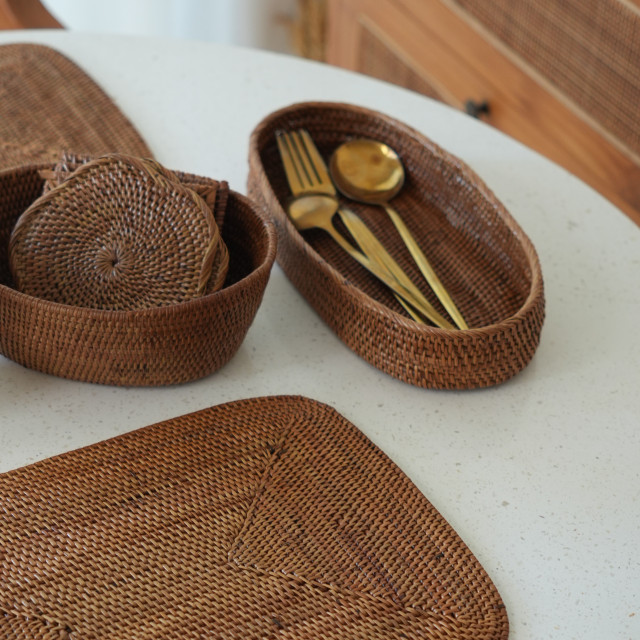 印尼手工ATA藤編橢圓長盤