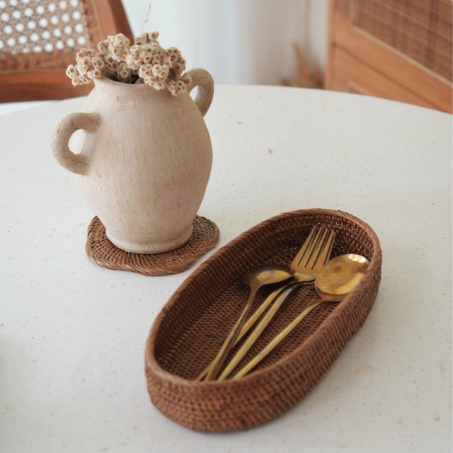 印尼手工ATA藤編橢圓長盤