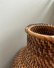 印尼手工藤編拼接木頭花瓶-深棕色 (VA03)