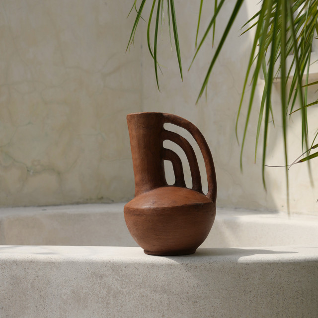 印尼手工高頸提壺陶瓶 (VA16)