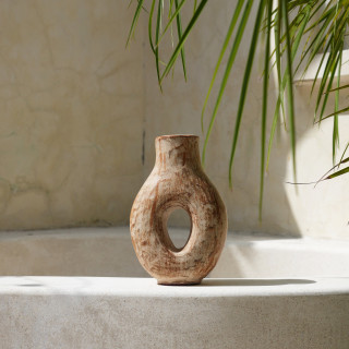 印尼手工中空洞環壺陶瓶 (VA15)