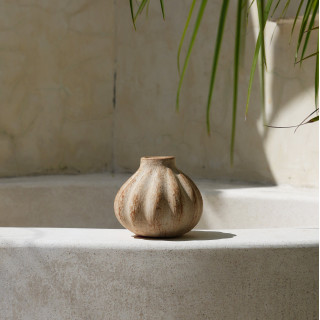 印尼手工瓜稜小壺陶罐 (VA14)