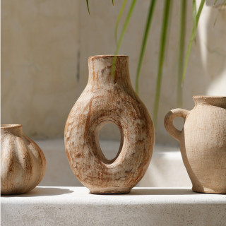 印尼手工中空洞環壺陶瓶 (VA15)